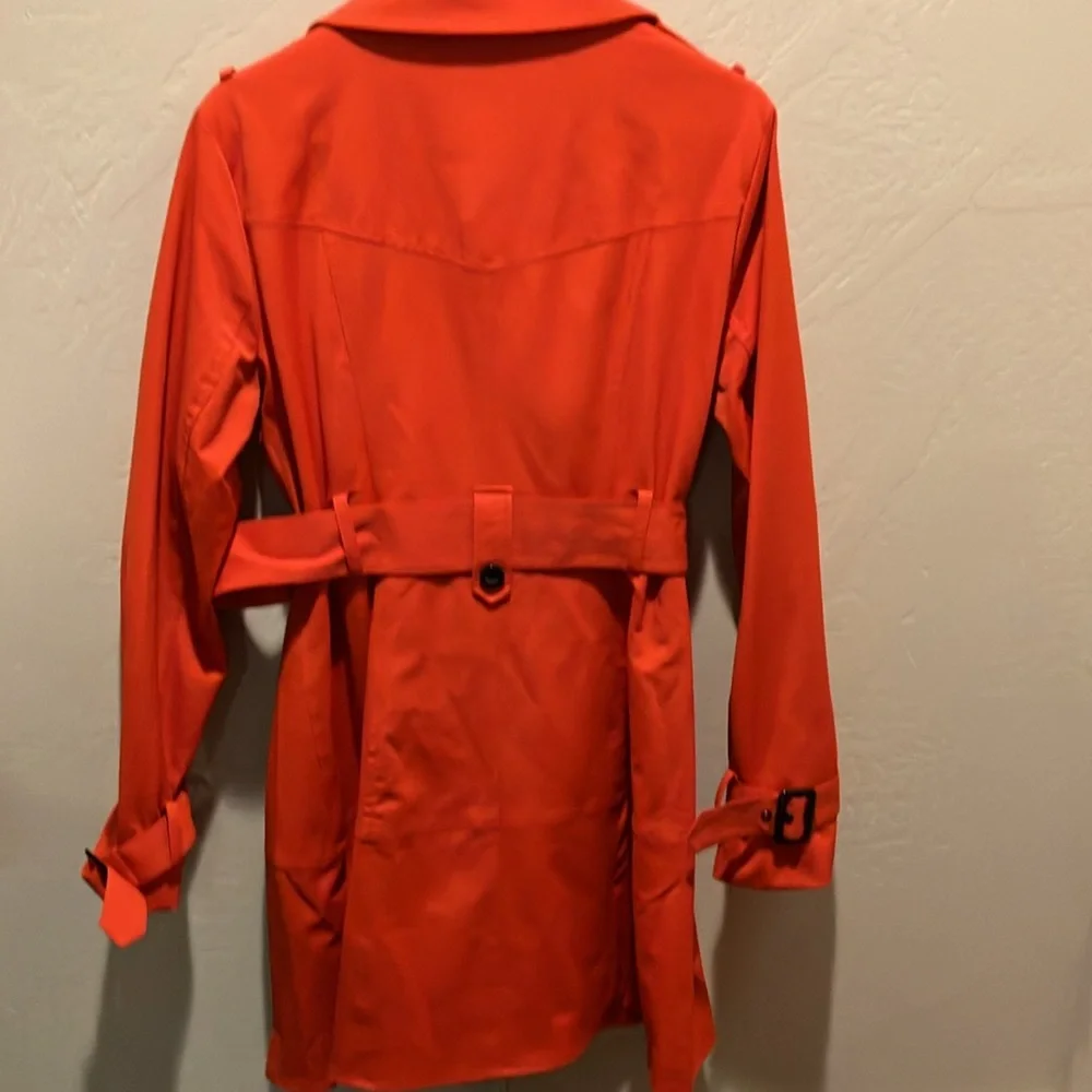 NWOT Worthington M/L Rain/Trench Coat Orange/Tan Satin Lined Nice - Picture 5 of 8
